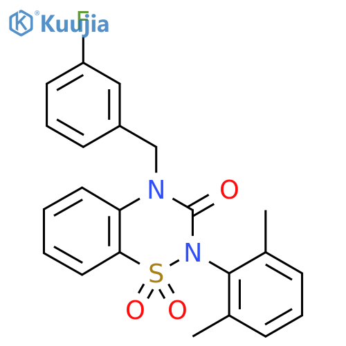 2-(2,6-dimethylphenyl)-4-(3-fluorophenyl)methyl-3,4-dihydro-2H-1lambda6,2,4-benzothiadiazine-1,1,3-trione structure