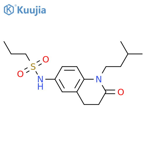 N-1-(3-methylbutyl)-2-oxo-1,2,3,4-tetrahydroquinolin-6-ylpropane-1-sulfonamide structure