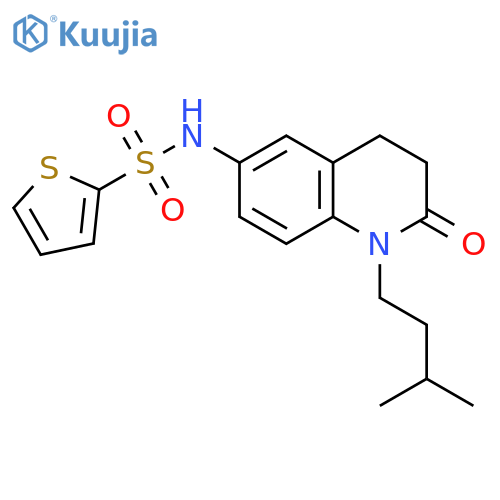 N-1-(3-methylbutyl)-2-oxo-1,2,3,4-tetrahydroquinolin-6-ylthiophene-2-sulfonamide structure