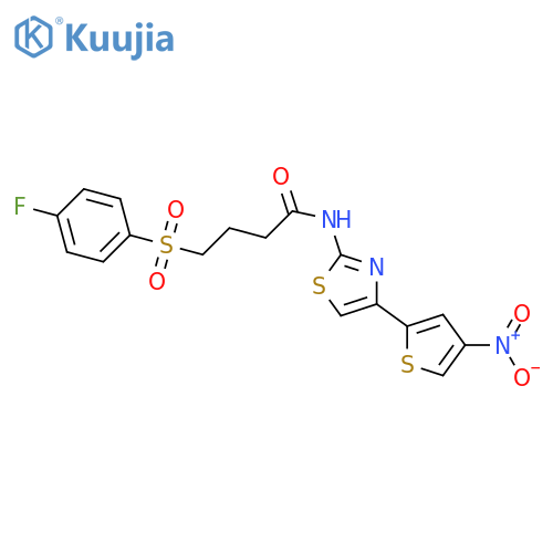 4-(4-fluorobenzenesulfonyl)-N-4-(4-nitrothiophen-2-yl)-1,3-thiazol-2-ylbutanamide structure