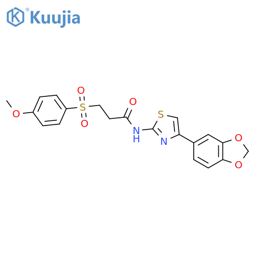 N-4-(2H-1,3-benzodioxol-5-yl)-1,3-thiazol-2-yl-3-(4-methoxybenzenesulfonyl)propanamide structure