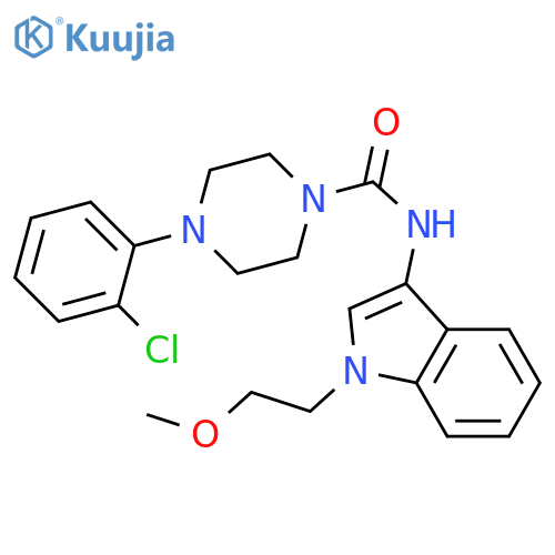 4-(2-chlorophenyl)-N-1-(2-methoxyethyl)-1H-indol-3-ylpiperazine-1-carboxamide structure