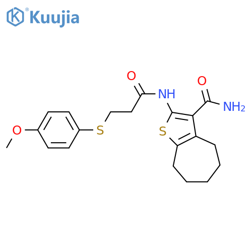 2-{3-(4-methoxyphenyl)sulfanylpropanamido}-4H,5H,6H,7H,8H-cycloheptabthiophene-3-carboxamide structure