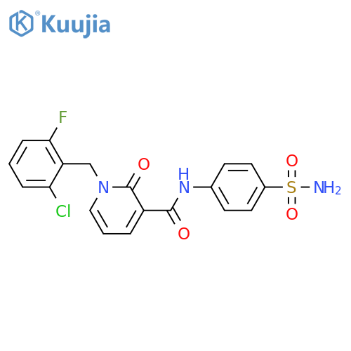 1-(2-chloro-6-fluorophenyl)methyl-2-oxo-N-(4-sulfamoylphenyl)-1,2-dihydropyridine-3-carboxamide structure