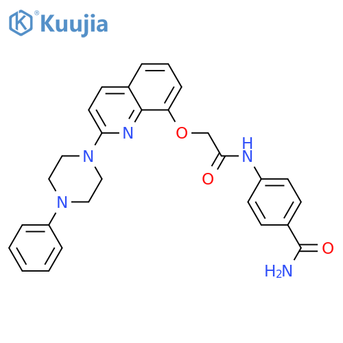4-(2-{2-(4-phenylpiperazin-1-yl)quinolin-8-yloxy}acetamido)benzamide structure