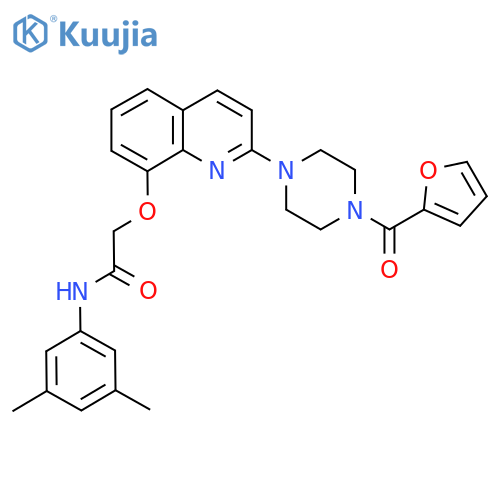 N-(3,5-dimethylphenyl)-2-({2-4-(furan-2-carbonyl)piperazin-1-ylquinolin-8-yl}oxy)acetamide structure