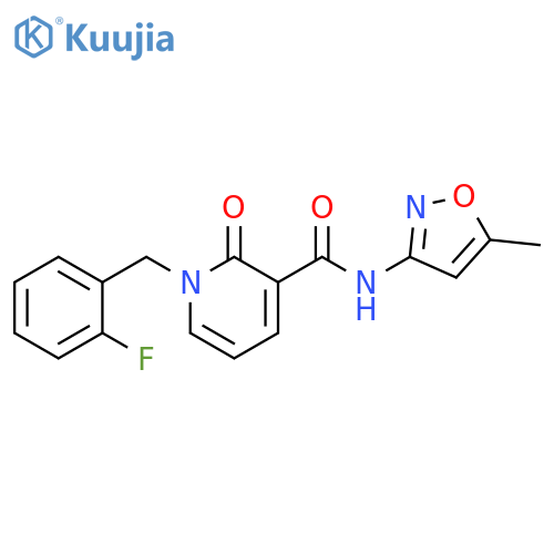 1-(2-fluorophenyl)methyl-N-(5-methyl-1,2-oxazol-3-yl)-2-oxo-1,2-dihydropyridine-3-carboxamide structure