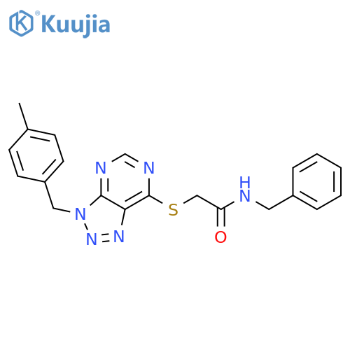 N-benzyl-2-({3-(4-methylphenyl)methyl-3H-1,2,3triazolo4,5-dpyrimidin-7-yl}sulfanyl)acetamide structure