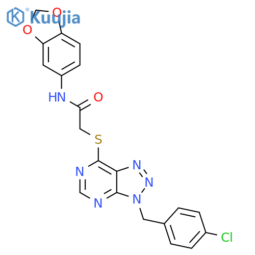 N-(2H-1,3-benzodioxol-5-yl)-2-({3-(4-chlorophenyl)methyl-3H-1,2,3triazolo4,5-dpyrimidin-7-yl}sulfanyl)acetamide structure