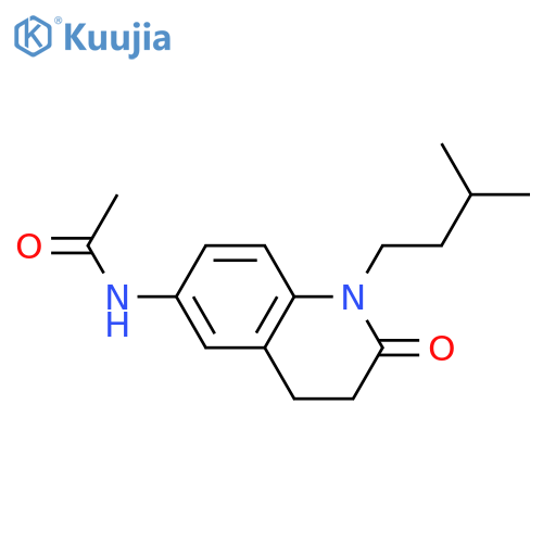 N-1-(3-methylbutyl)-2-oxo-1,2,3,4-tetrahydroquinolin-6-ylacetamide structure