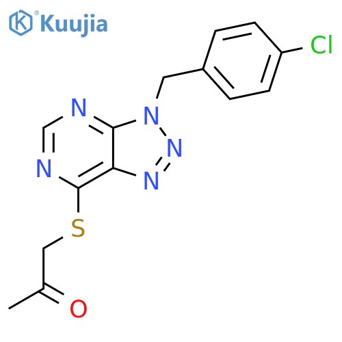 1-({3-(4-chlorophenyl)methyl-3H-1,2,3triazolo4,5-dpyrimidin-7-yl}sulfanyl)propan-2-one structure