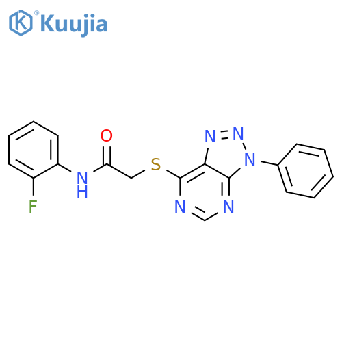 N-(2-fluorophenyl)-2-({3-phenyl-3H-1,2,3triazolo4,5-dpyrimidin-7-yl}sulfanyl)acetamide structure