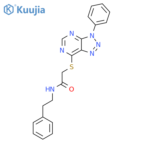 2-({3-phenyl-3H-1,2,3triazolo4,5-dpyrimidin-7-yl}sulfanyl)-N-(2-phenylethyl)acetamide structure