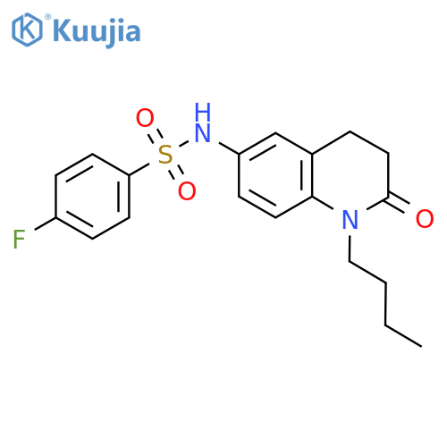 N-(1-butyl-2-oxo-1,2,3,4-tetrahydroquinolin-6-yl)-4-fluorobenzene-1-sulfonamide structure