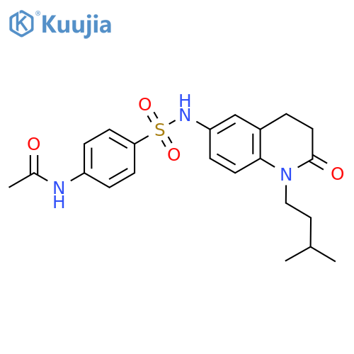 N-(4-{1-(3-methylbutyl)-2-oxo-1,2,3,4-tetrahydroquinolin-6-ylsulfamoyl}phenyl)acetamide structure