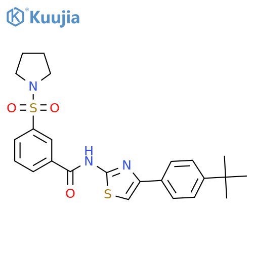 N-4-(4-tert-butylphenyl)-1,3-thiazol-2-yl-3-(pyrrolidine-1-sulfonyl)benzamide structure