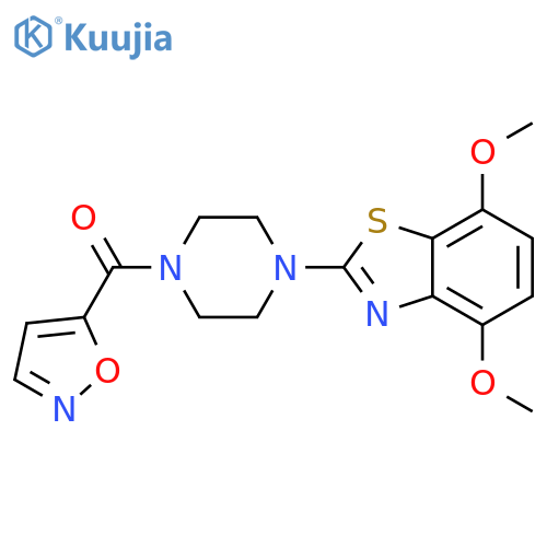 4,7-dimethoxy-2-4-(1,2-oxazole-5-carbonyl)piperazin-1-yl-1,3-benzothiazole structure