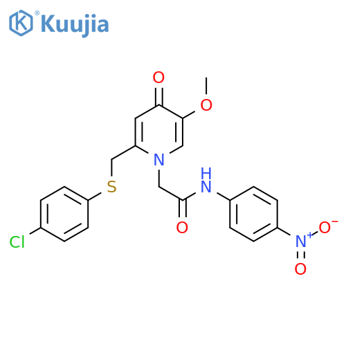2-(2-{(4-chlorophenyl)sulfanylmethyl}-5-methoxy-4-oxo-1,4-dihydropyridin-1-yl)-N-(4-nitrophenyl)acetamide structure