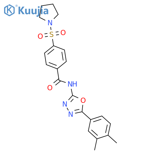 N-5-(3,4-dimethylphenyl)-1,3,4-oxadiazol-2-yl-4-(pyrrolidine-1-sulfonyl)benzamide structure