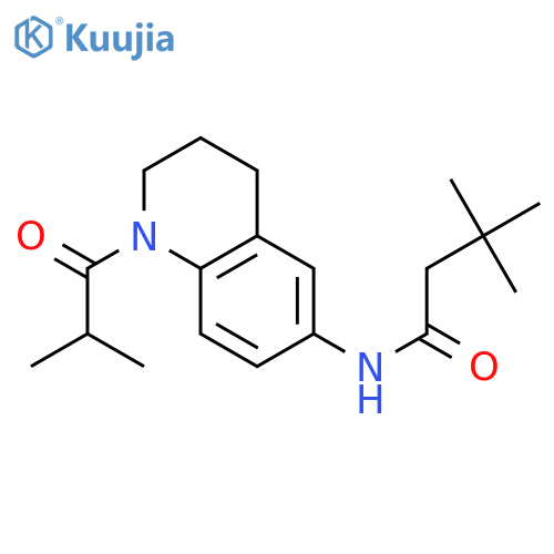 3,3-dimethyl-N-1-(2-methylpropanoyl)-1,2,3,4-tetrahydroquinolin-6-ylbutanamide structure
