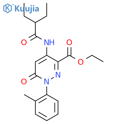 ethyl 4-(2-ethylbutanamido)-1-(2-methylphenyl)-6-oxo-1,6-dihydropyridazine-3-carboxylate structure