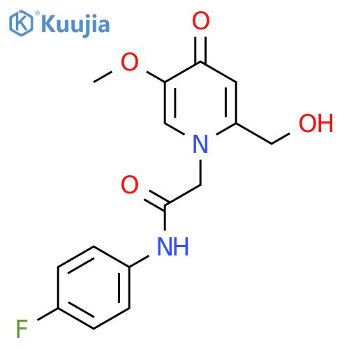 N-(4-fluorophenyl)-2-2-(hydroxymethyl)-5-methoxy-4-oxo-1,4-dihydropyridin-1-ylacetamide structure