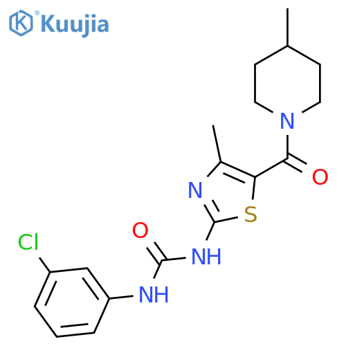 1-(3-chlorophenyl)-3-4-methyl-5-(4-methylpiperidine-1-carbonyl)-1,3-thiazol-2-ylurea structure