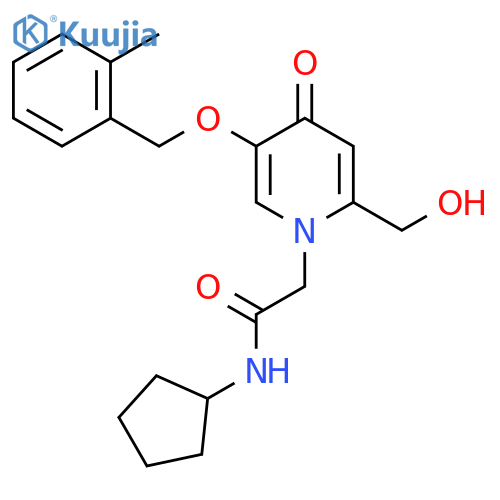 N-cyclopentyl-2-2-(hydroxymethyl)-5-(2-methylphenyl)methoxy-4-oxo-1,4-dihydropyridin-1-ylacetamide structure