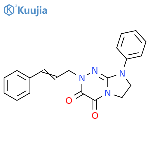 8-phenyl-2-(2E)-3-phenylprop-2-en-1-yl-2H,3H,4H,6H,7H,8H-imidazo2,1-c1,2,4triazine-3,4-dione structure