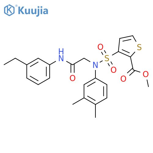 methyl 3-(3,4-dimethylphenyl)({(3-ethylphenyl)carbamoylmethyl})sulfamoylthiophene-2-carboxylate structure