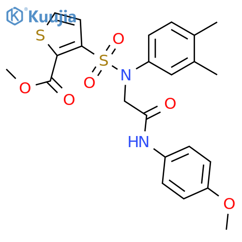 methyl 3-(3,4-dimethylphenyl)({(4-methoxyphenyl)carbamoylmethyl})sulfamoylthiophene-2-carboxylate structure