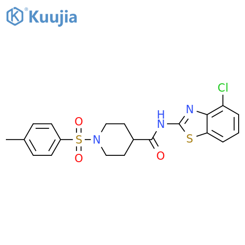 N-(4-chloro-1,3-benzothiazol-2-yl)-1-(4-methylbenzenesulfonyl)piperidine-4-carboxamide structure