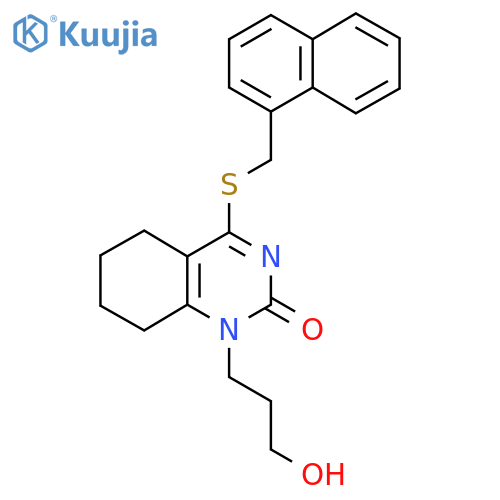 1-(3-hydroxypropyl)-4-{(naphthalen-1-yl)methylsulfanyl}-1,2,5,6,7,8-hexahydroquinazolin-2-one structure