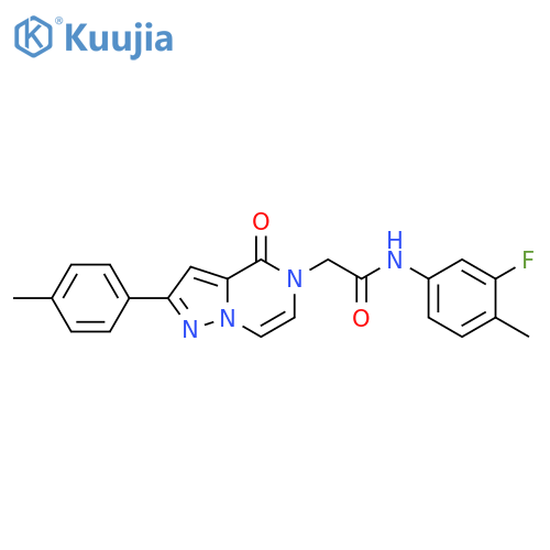 N-(3-fluoro-4-methylphenyl)-2-2-(4-methylphenyl)-4-oxo-4H,5H-pyrazolo1,5-apyrazin-5-ylacetamide structure