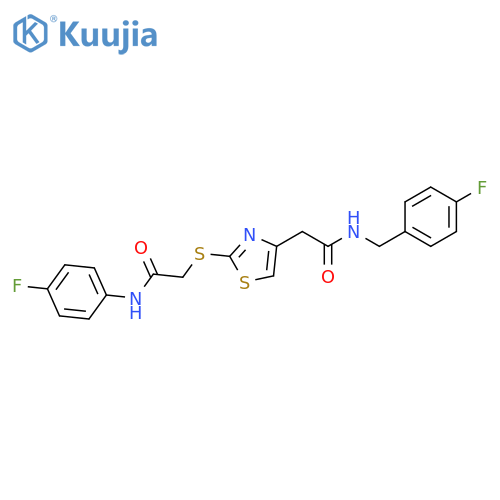 2-2-({(4-fluorophenyl)carbamoylmethyl}sulfanyl)-1,3-thiazol-4-yl-N-(4-fluorophenyl)methylacetamide structure