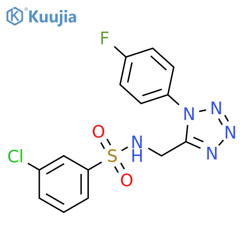 3-chloro-N-{1-(4-fluorophenyl)-1H-1,2,3,4-tetrazol-5-ylmethyl}benzene-1-sulfonamide structure
