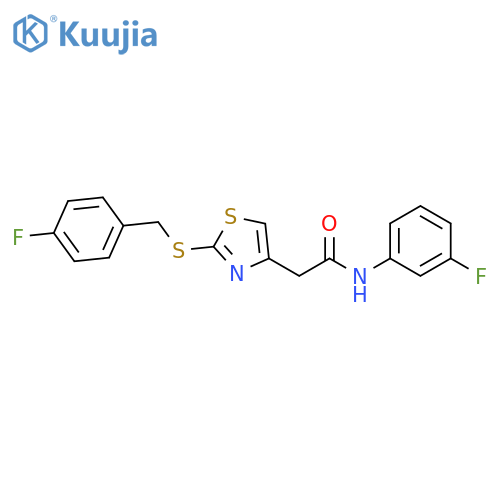 N-(3-fluorophenyl)-2-(2-{(4-fluorophenyl)methylsulfanyl}-1,3-thiazol-4-yl)acetamide structure