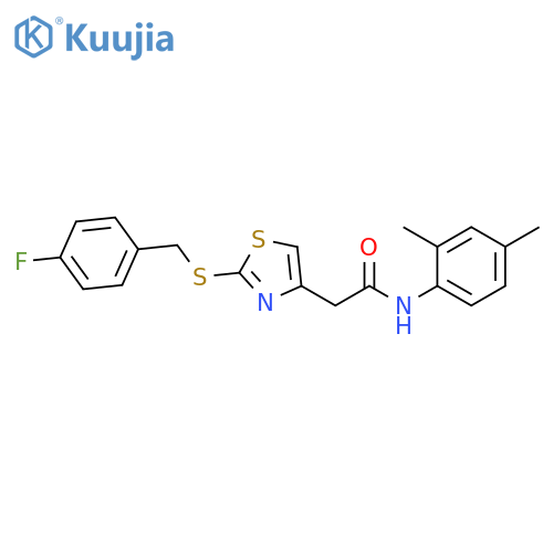 N-(2,4-dimethylphenyl)-2-(2-{(4-fluorophenyl)methylsulfanyl}-1,3-thiazol-4-yl)acetamide structure