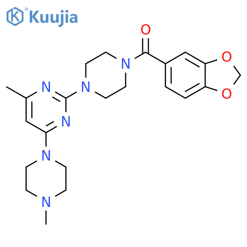 2-4-(2H-1,3-benzodioxole-5-carbonyl)piperazin-1-yl-4-methyl-6-(4-methylpiperazin-1-yl)pyrimidine structure