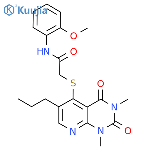 2-({1,3-dimethyl-2,4-dioxo-6-propyl-1H,2H,3H,4H-pyrido2,3-dpyrimidin-5-yl}sulfanyl)-N-(2-methoxyphenyl)acetamide structure