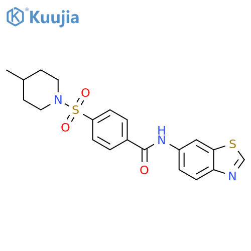 N-(1,3-benzothiazol-6-yl)-4-(4-methylpiperidin-1-yl)sulfonylbenzamide structure