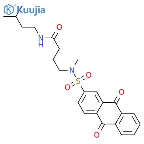 4-(N-methyl9,10-dioxo-9,10-dihydroanthracene-2-sulfonamido)-N-(3-methylbutyl)butanamide structure