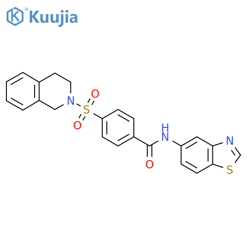 N-(1,3-benzothiazol-5-yl)-4-(1,2,3,4-tetrahydroisoquinoline-2-sulfonyl)benzamide structure