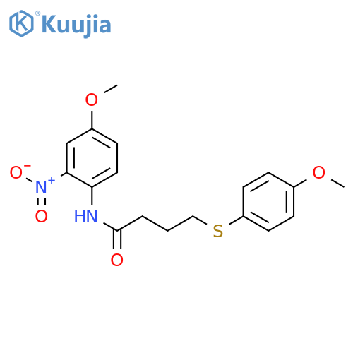 N-(4-methoxy-2-nitrophenyl)-4-(4-methoxyphenyl)sulfanylbutanamide structure