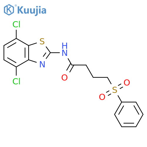 4-(benzenesulfonyl)-N-(4,7-dichloro-1,3-benzothiazol-2-yl)butanamide structure