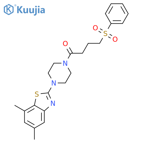 4-(benzenesulfonyl)-1-4-(5,7-dimethyl-1,3-benzothiazol-2-yl)piperazin-1-ylbutan-1-one structure