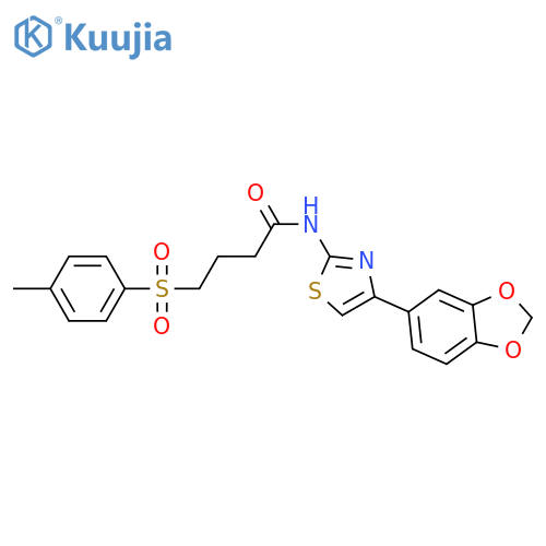 N-4-(2H-1,3-benzodioxol-5-yl)-1,3-thiazol-2-yl-4-(4-methylbenzenesulfonyl)butanamide structure