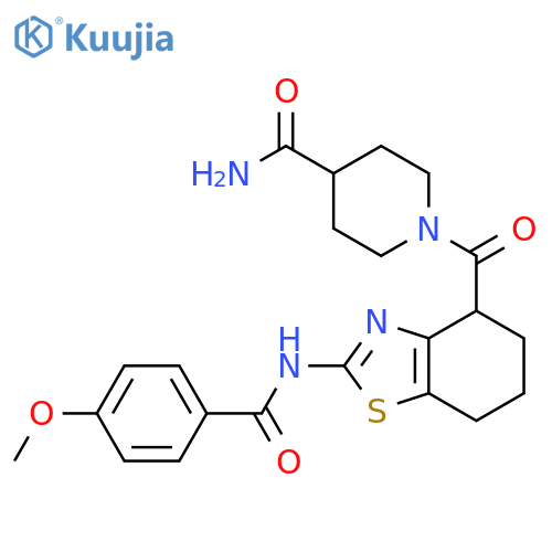 1-2-(4-methoxybenzamido)-4,5,6,7-tetrahydro-1,3-benzothiazole-4-carbonylpiperidine-4-carboxamide structure