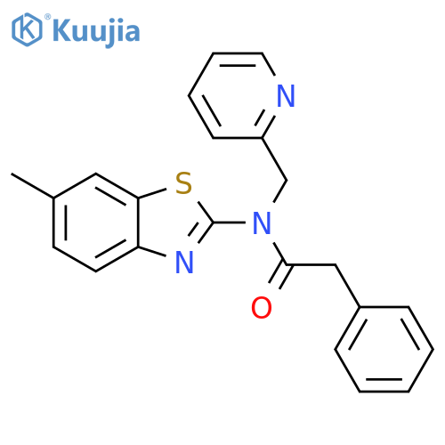N-(6-methyl-1,3-benzothiazol-2-yl)-2-phenyl-N-(pyridin-2-yl)methylacetamide structure