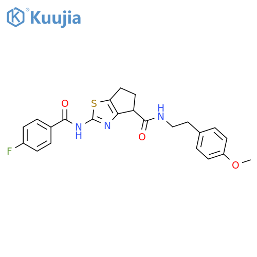 2-(4-fluorobenzamido)-N-2-(4-methoxyphenyl)ethyl-4H,5H,6H-cyclopentad1,3thiazole-4-carboxamide structure